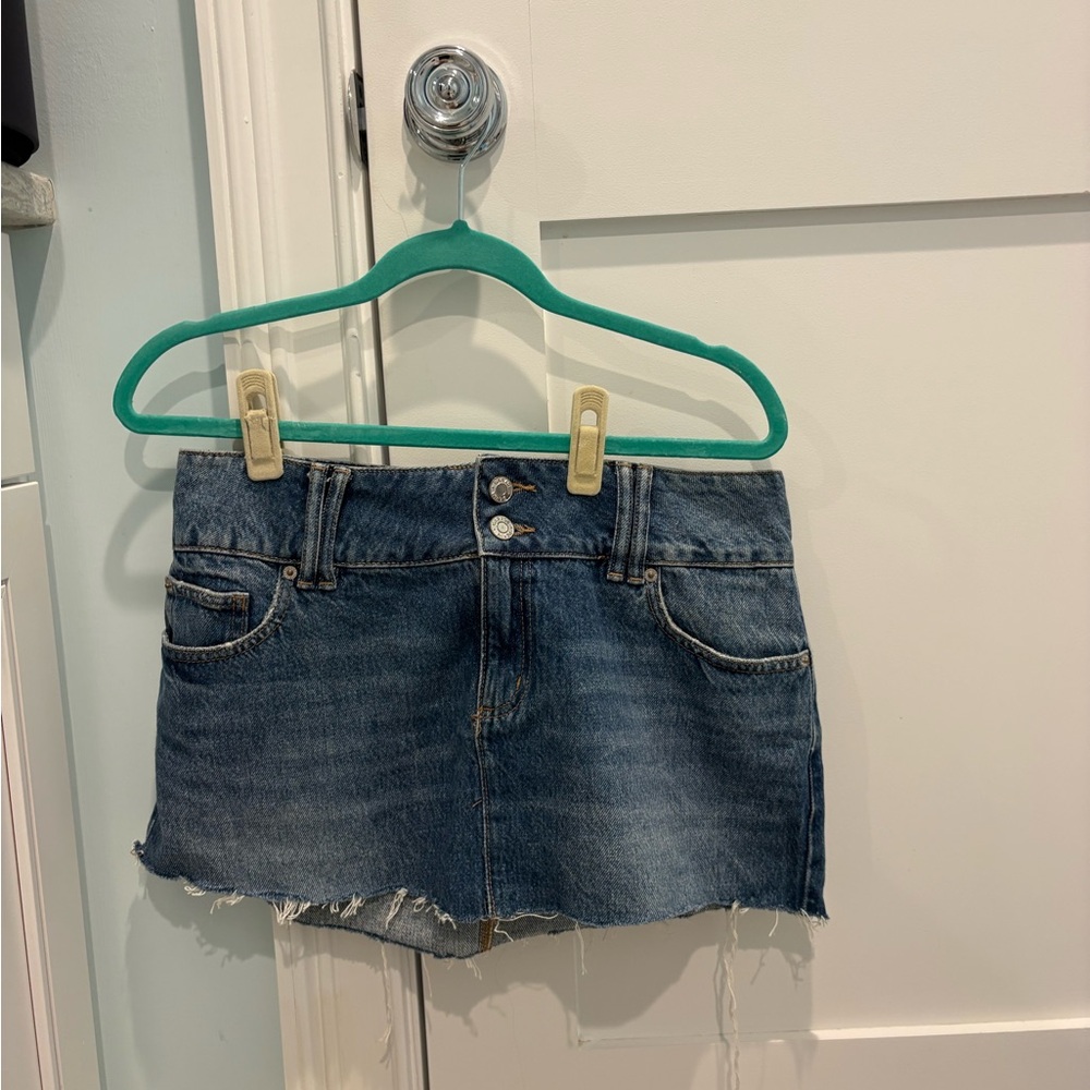 Garage low rise micro denim skirt